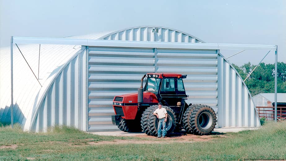 q-model tractor storage building